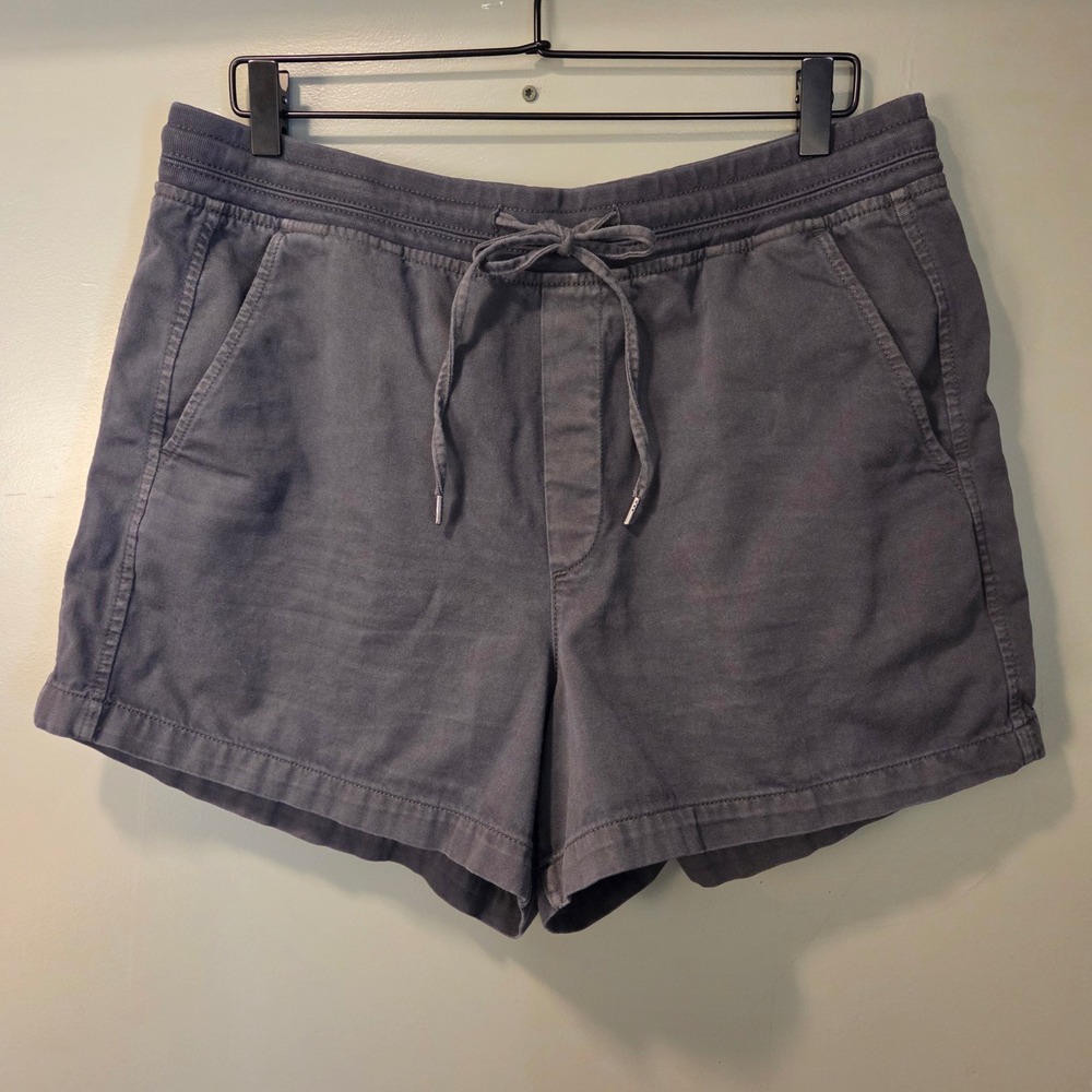 Gap Women's L Tall Drawstring High Waist Pull On Shorts Gray Cotton & Tencel